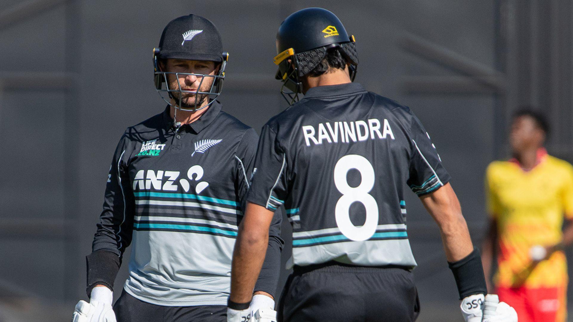 New Zealand won the fourth consecutive T20 match in the tri-series, defeating Zimbabwe by 60 runs