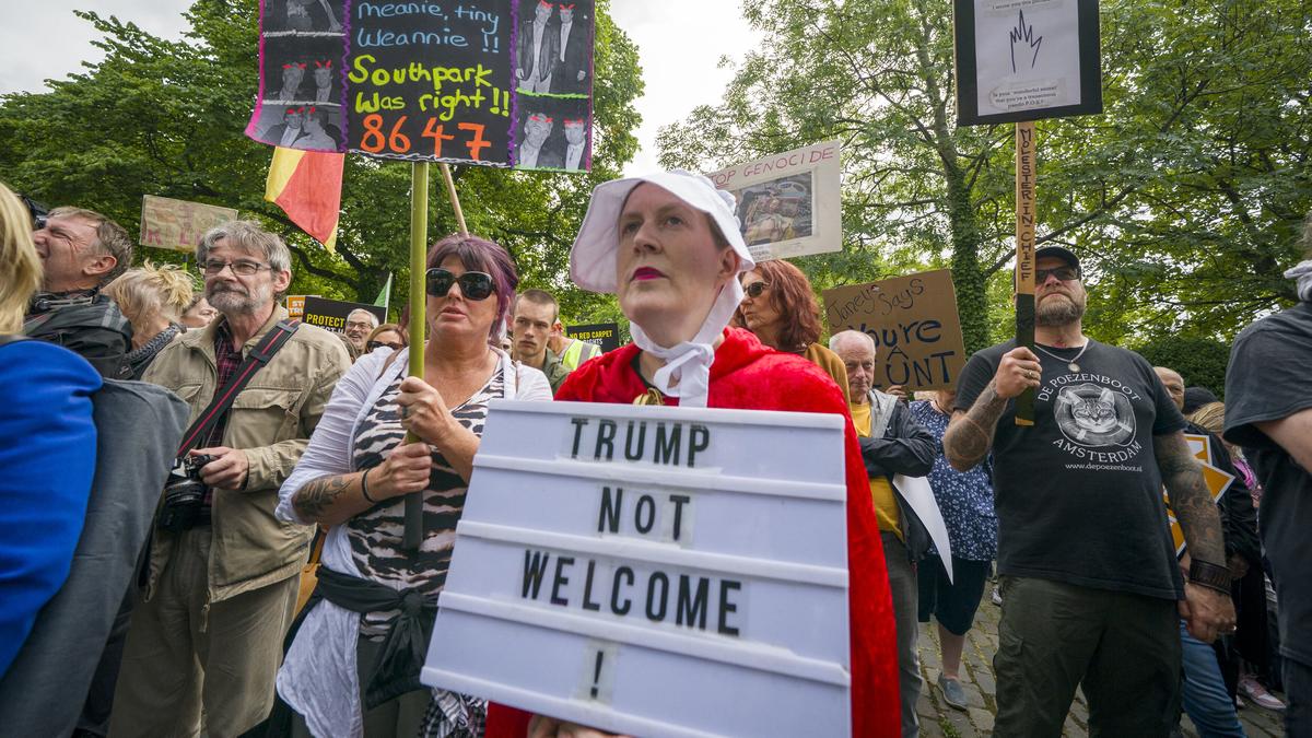 Hundreds of people took to the streets to protest against Trump's visit to Scotland