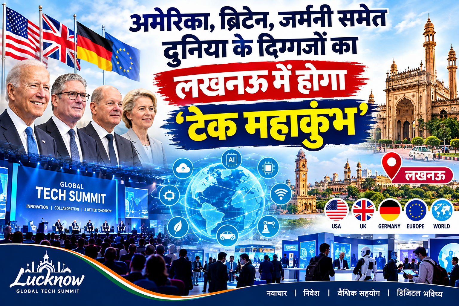 अमेरिका, ब्रिटेन,जर्मनी समेत दुनिया के दिग्गजों का लखनऊ में होगा ‘टेक महाकुंभ’